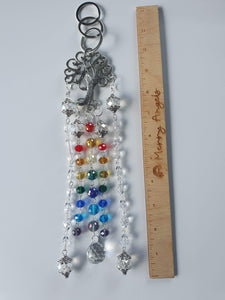 Tree of life 12 inch suncatcher with rainbow beads.