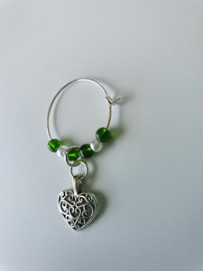 Heart wine glass charm