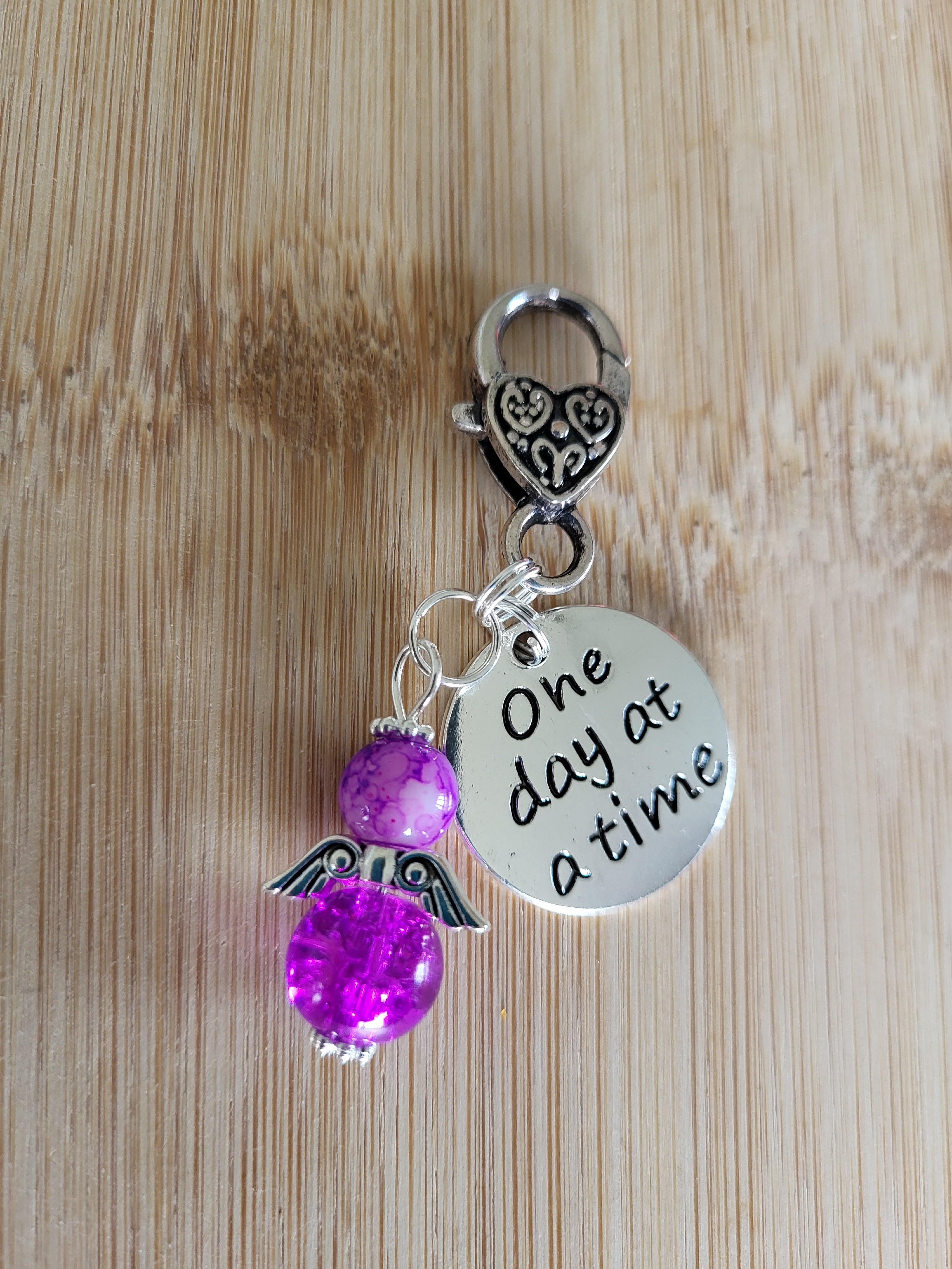 One day at a time key chain/large clasp