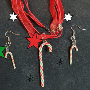 This is a picture of a candy cane jewellery set