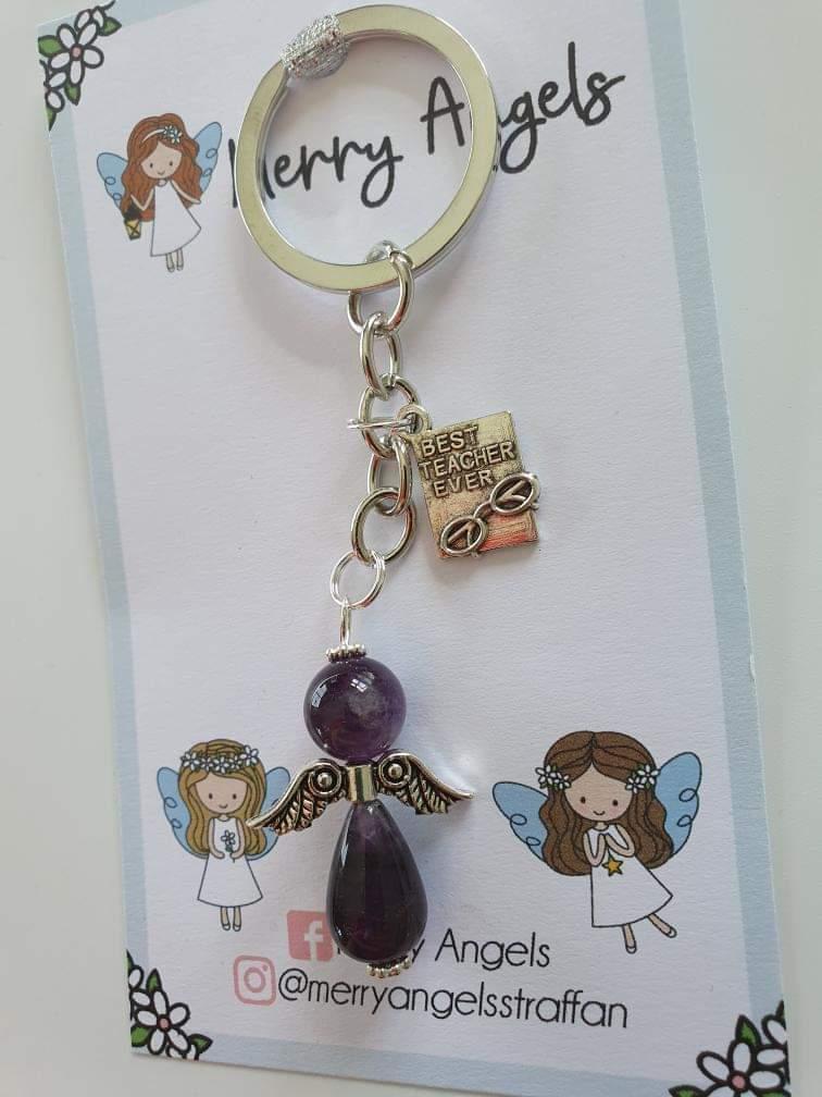 Best Teacher Ever Amethyst Keyring