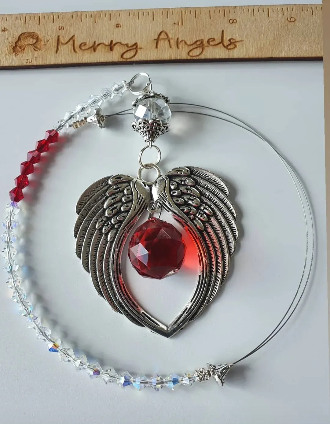 Large Angel Wings with drop Crystal